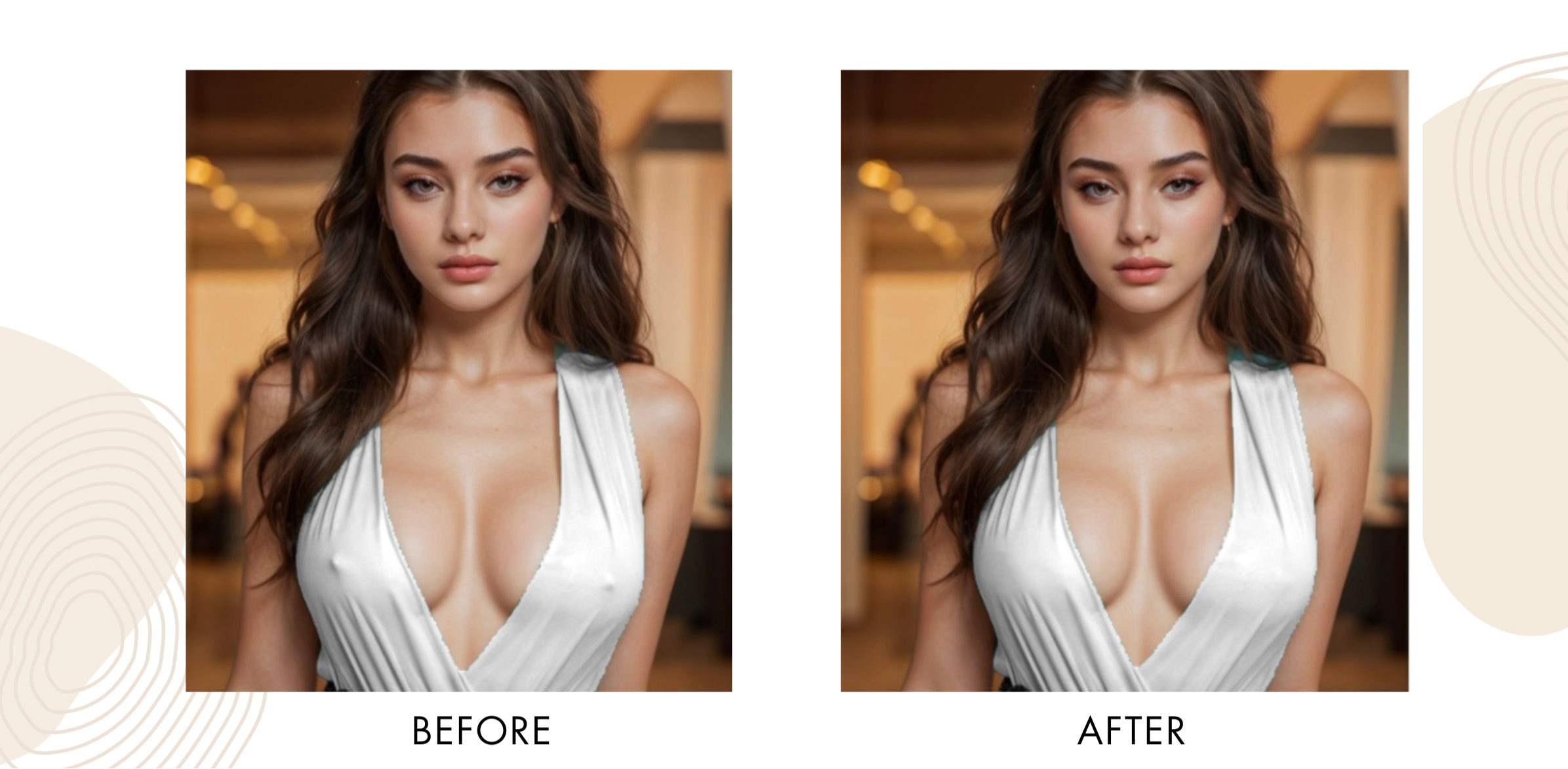 Before & After applying nipple covers